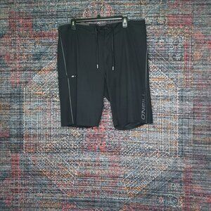 Oneill mens black an gray Hyperfreak swim surf board shorts 36 EUC